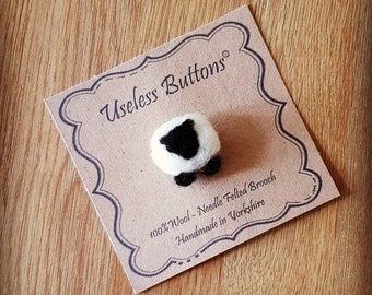 Needle Felted Sheep Brooch Handmade, Valais Blacknose, in White, Grey or Black. Cute Wool Lamb Pin Ideal Birthday, Mothers Day, Teacher Gift