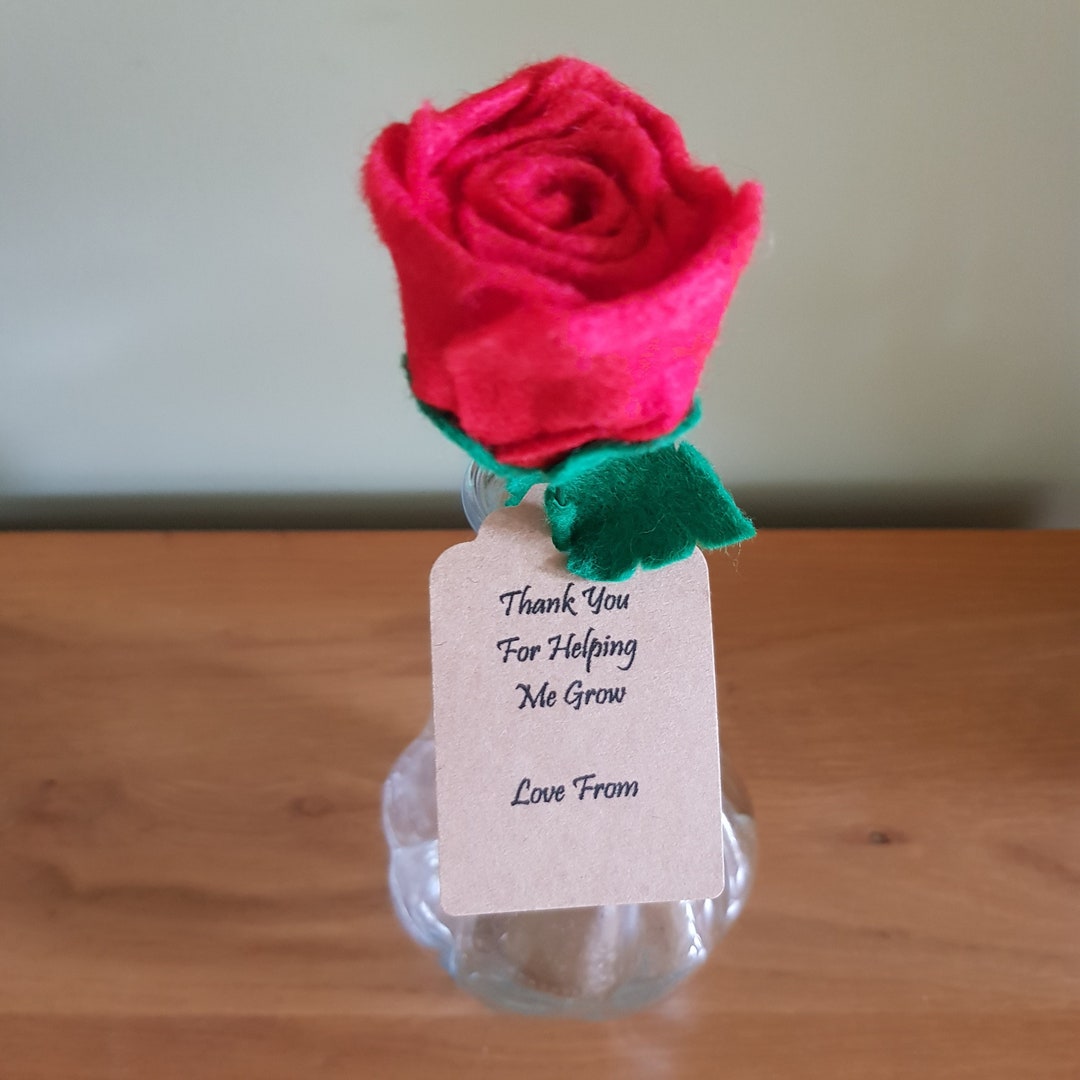 Teacher Handmade Felt Rose in Red, Everlasting Flower for Special ...