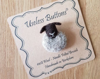 Needle Felted Suffolk Sheep Brooch Handmade in Natural Suffolk and Jacobs Wool Cute Felt Lamb Pin, Ideal Birthday, Mothers Day, Teacher Gift