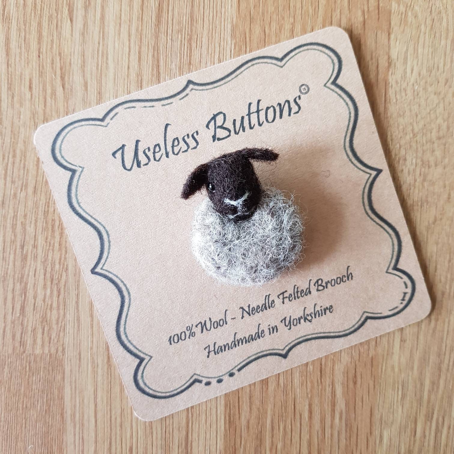 Needle Felted Suffolk Sheep Brooch Handmade in Natural & Jacobs Wool Cute Felt Lamb Pin, Ideal Birthday, Thank You & Teacher Gift