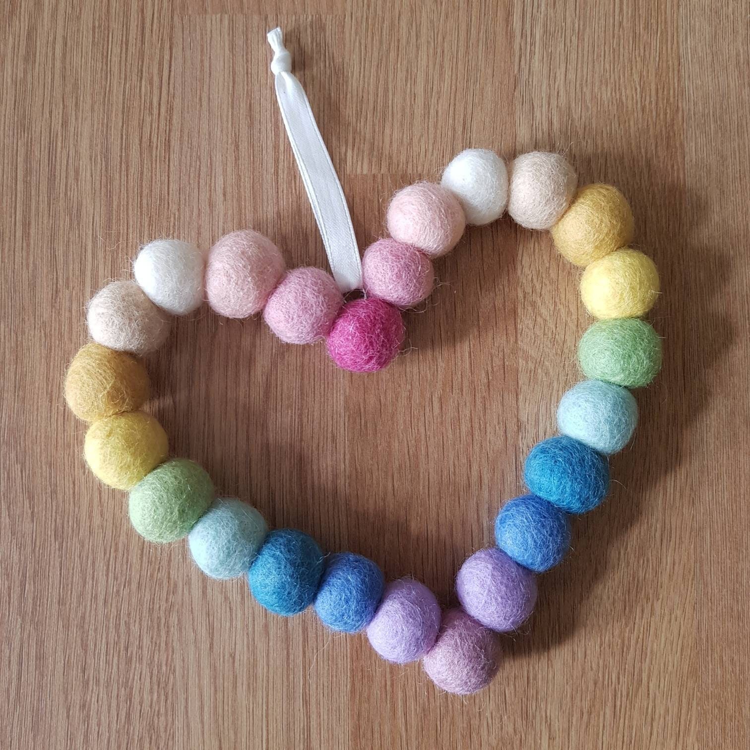 Multicolored Yarn Heart Garland - A Wonderful Thought