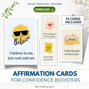 Tarjetas de afirmación para fortalecer la confianza infantil: imprimibles para mentalidad de crecimiento y autoestima