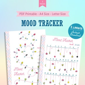 Mood Tracker Printable Template Monthly Mood Track Mood | Etsy
