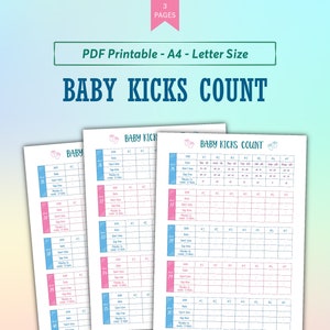 Baby Kick Count Printable, Fetal Movement Counting Template, Baby Kick ...