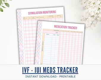 Ivf iui Medication Tracker Printable Template, IVF Iui Organization, Ivf, iui Medication Schedule, IVF Planner, IVF Pill Injection Tracker