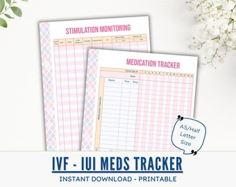 A5 Ivf iui Medication Tracker Printable Template, Half Letter Ivf, iui Medication Schedule, IVF IUI Organization Planner, Conception Planner