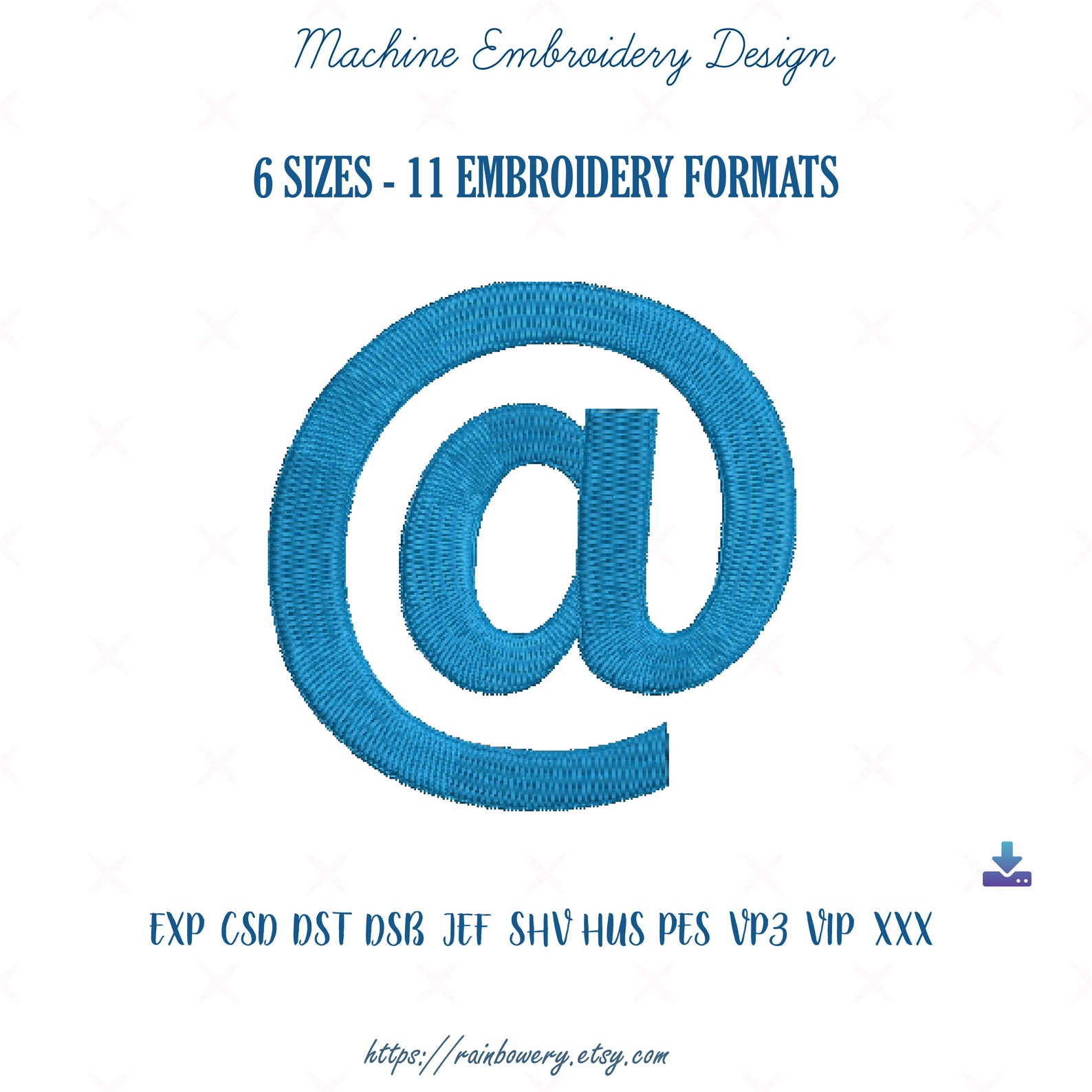 At Symbol Machine Embroidery Design, the at Sign, Symbol Embroidery ...