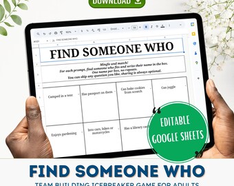 Find Someone Who Adult Game Editable Template, Office Team Building Icebreaker Game,  Printable & Editable Get To Know You Bingo Game