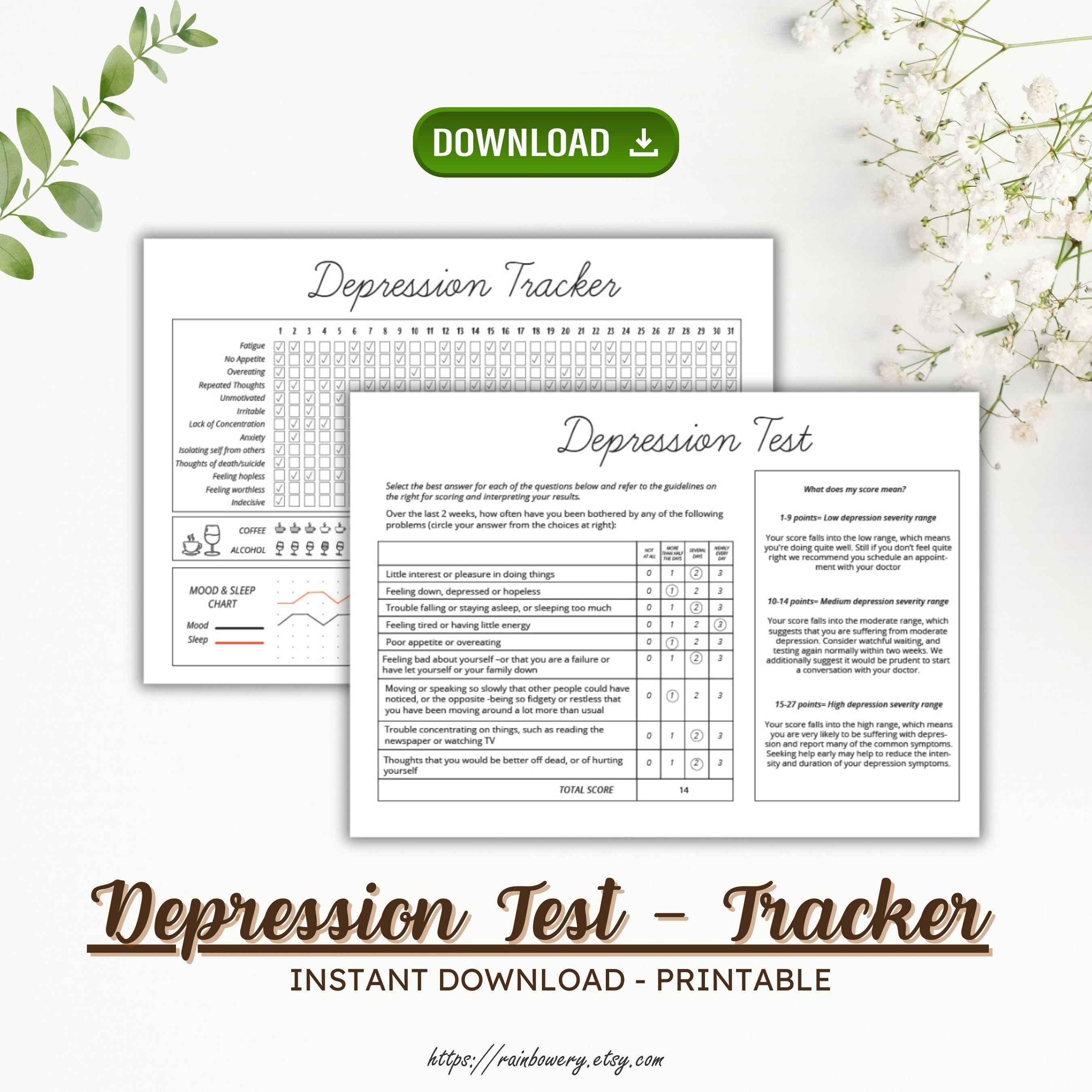 Depression Test Printable Mental Health: Depression: Interactive