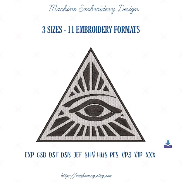 Eye of Providence, All Seeing Eye of God Embroidery Design, The Eyes of Ra, Egyptian Triangle Eye of Horus, Machine Embroidery Design