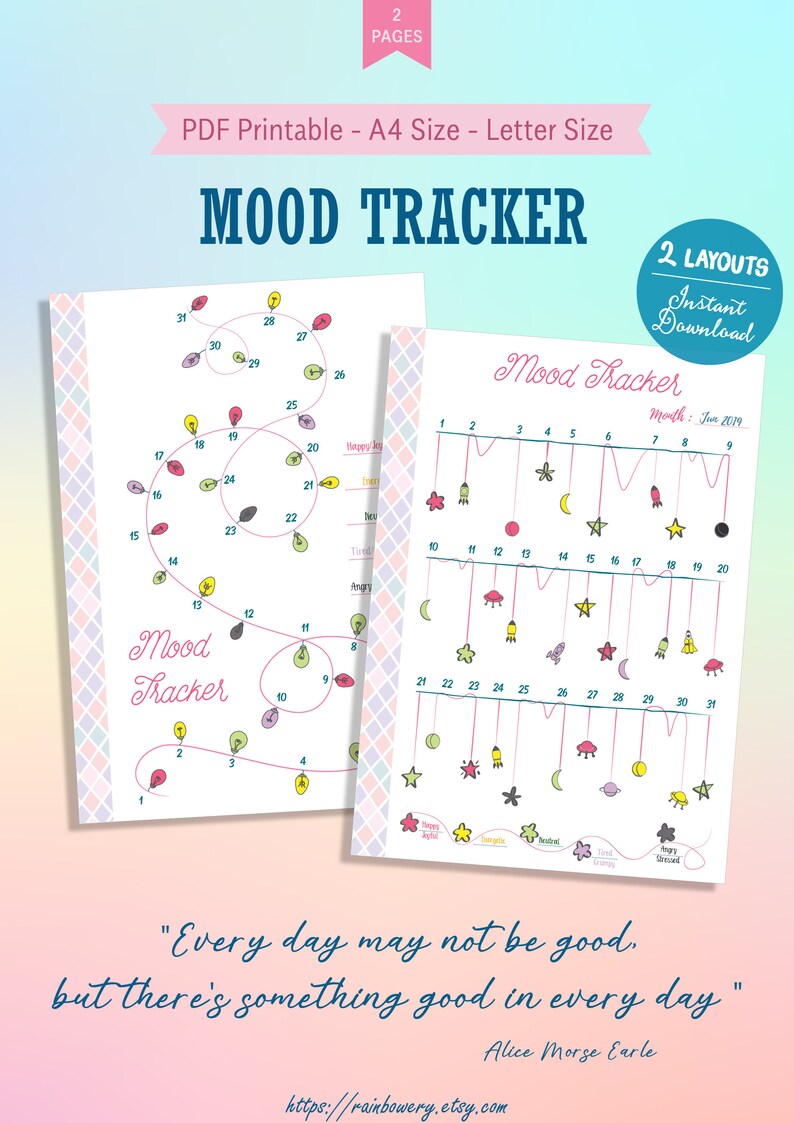 Mood Tracker Printable Template Monthly Mood Track Mood Tracker Bullet Journal Daily Mood Log Mood Chart Bujo Insert Feeling Tracker