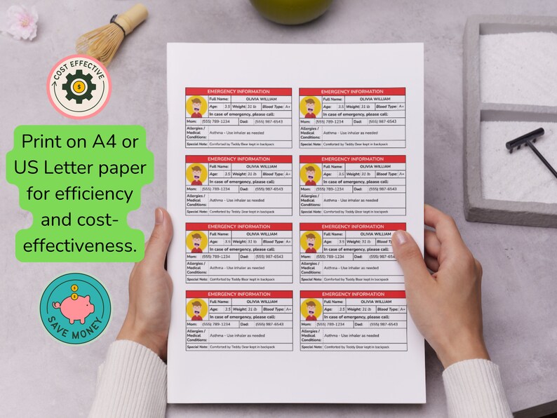Prepare for the unexpected with our editable Google Sheets emergency card template for kids, vital info always at hand