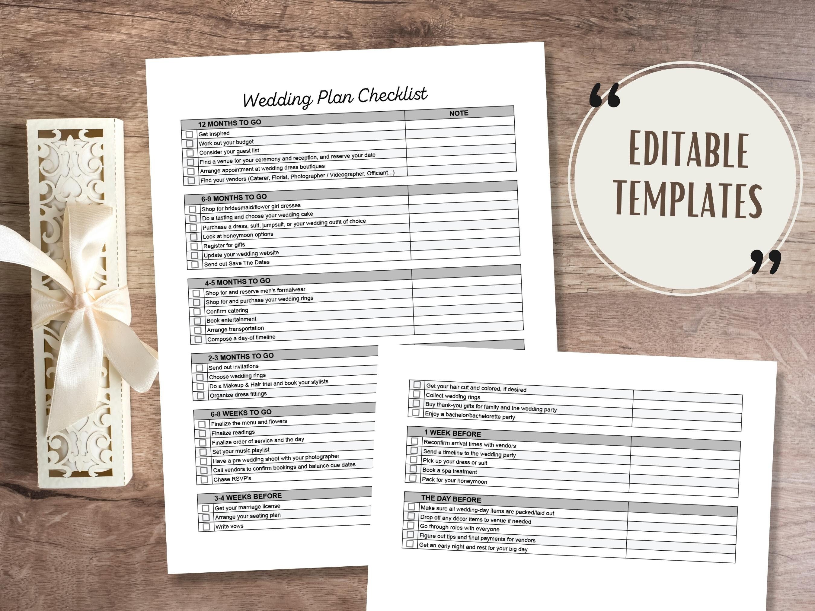 Wedding Plan Checklist Editable Google Sheets Wedding Plan - Etsy