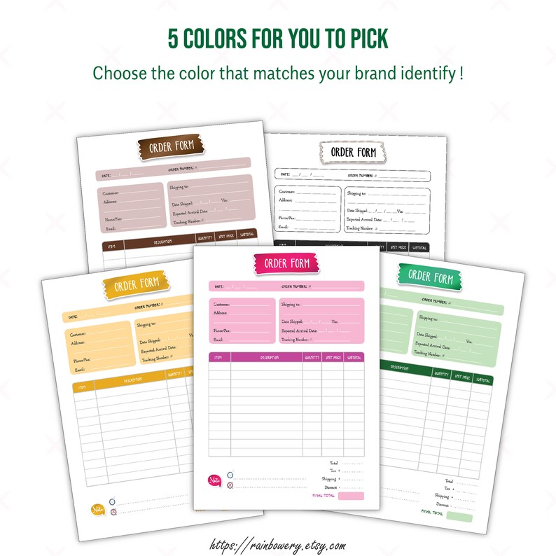 order form template printable small business order form etsy