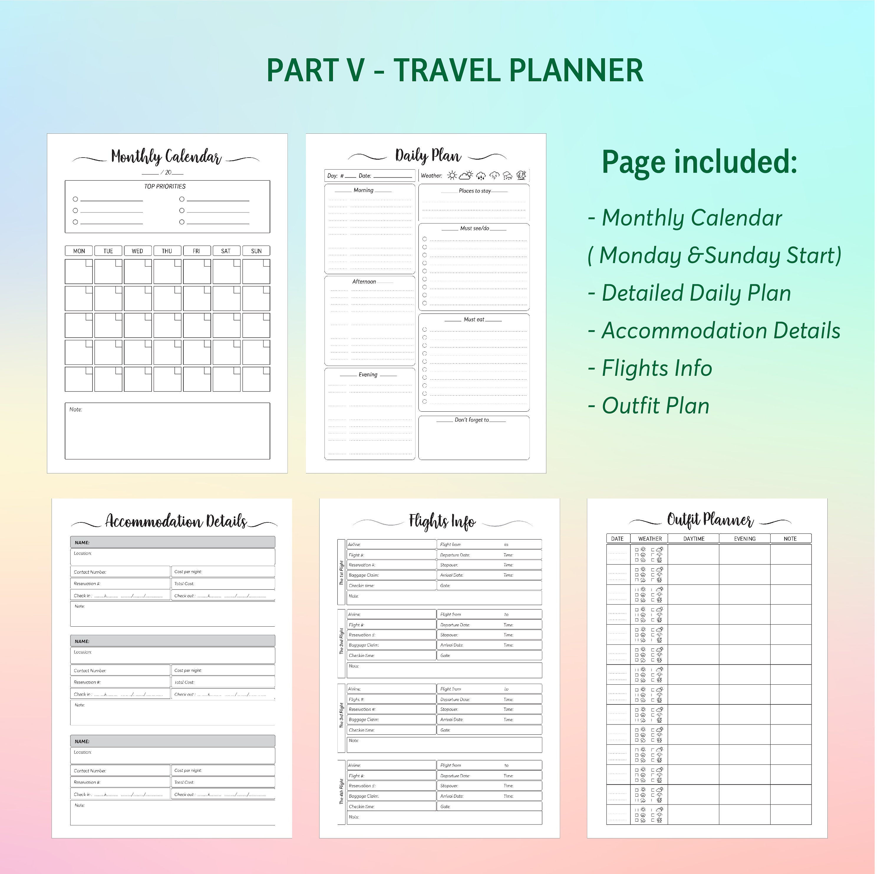 Vacation Planner Printable Template Travel Planner Printable Insert Images
