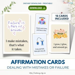 Tarjetas de afirmación para niños que enfrentan errores o fracasos