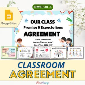 Editable Classroom Expectations and Agreement Template on Google Slides, Classroom Rules,  Contract, Posters and Worksheets