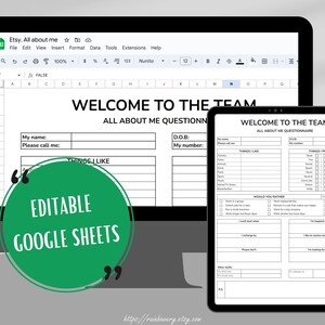 All About Me Editable Google Sheets, Get to Know Me for Work, Team ...