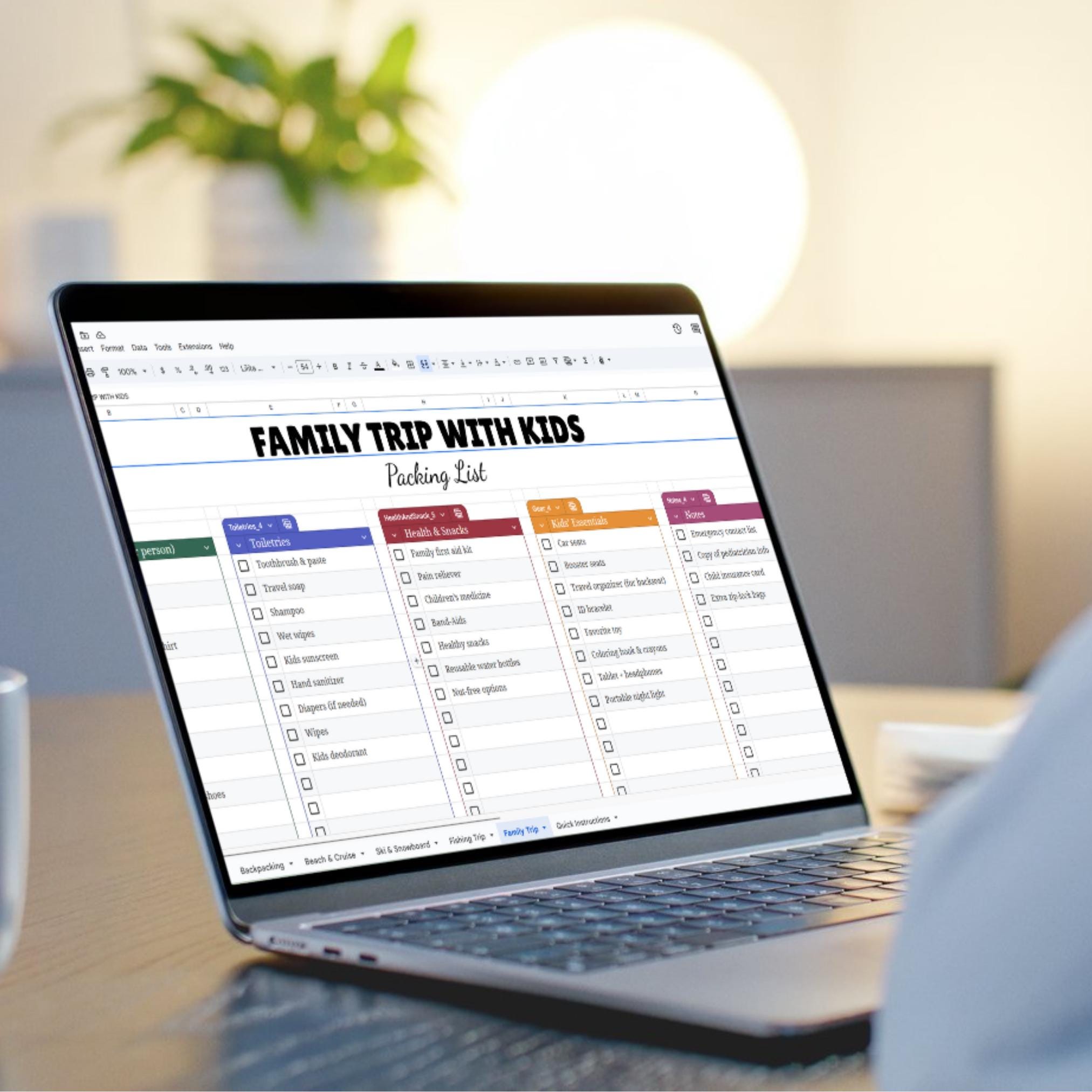 Editable Travel Packing List Google Sheets | Vacation Planner | Family ...