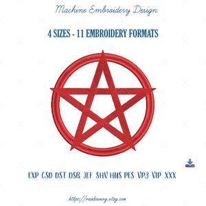 Pentagram Machine Embroidery Design, Pentacle Embroidery, Occultism Embroidery Design, Wicca Symbol Satanism, Supernatural, Pentagram Star