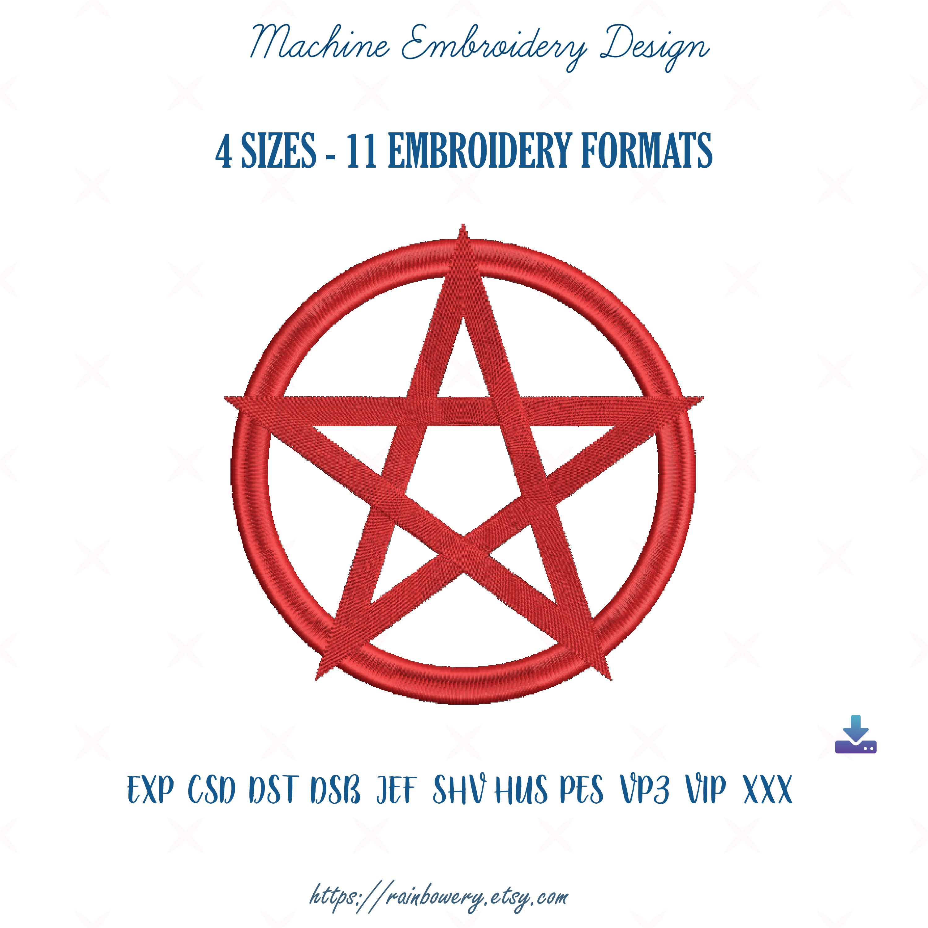 Pentagram Machine Embroidery Design Pentacle Embroidery - Etsy