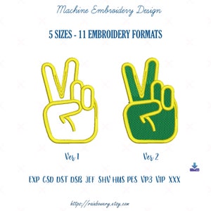 Victory Hand Machine Embroidery Design, Peace Sign, Hand Gesture V Sign , Victory Icon, Victory Sign, Win Sign, Peace Hand Embroidery Design