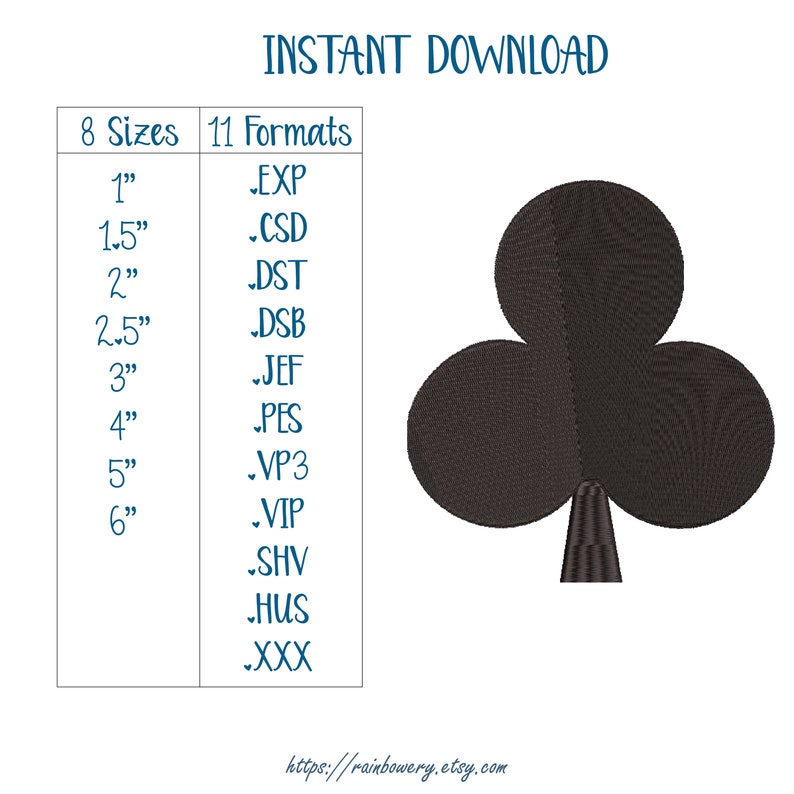 Clubs Card Machine Embroidery Design Clubs Playing Card Etsy