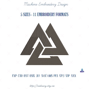 Valknut Machine Embroidery Design, Old Norse Valr, Wotan&#39;s Knot, Interwoven Triangles, Norse Mythology Symbol, Three Interlocked Triangles