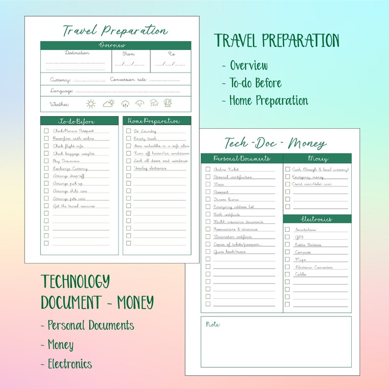packing list template printable customized packing list etsy