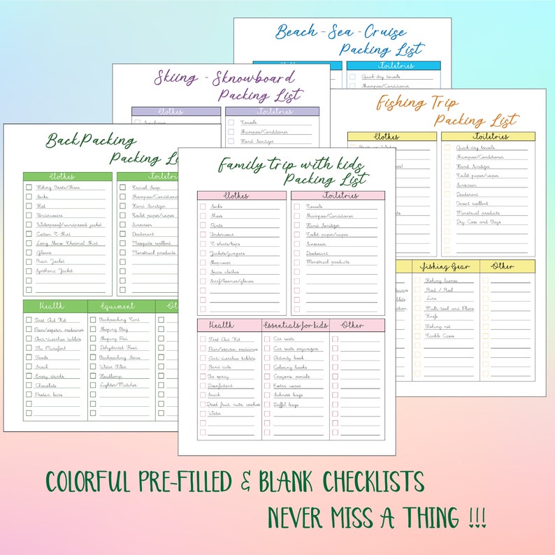 packing list template printable customized packing list etsy