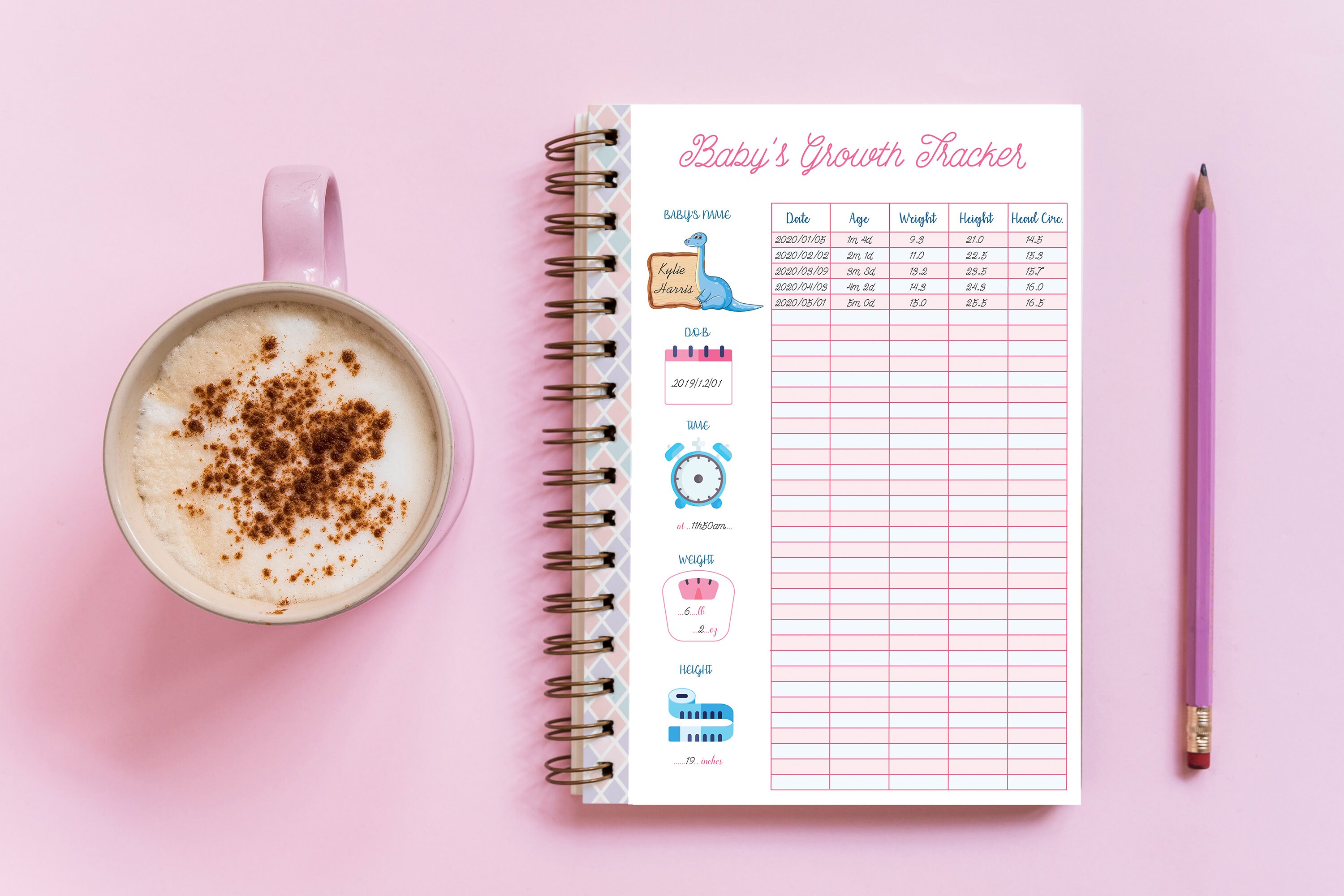Baby Growth Tracker, Baby Growth Chart, Baby Height and Weight Tracker ...