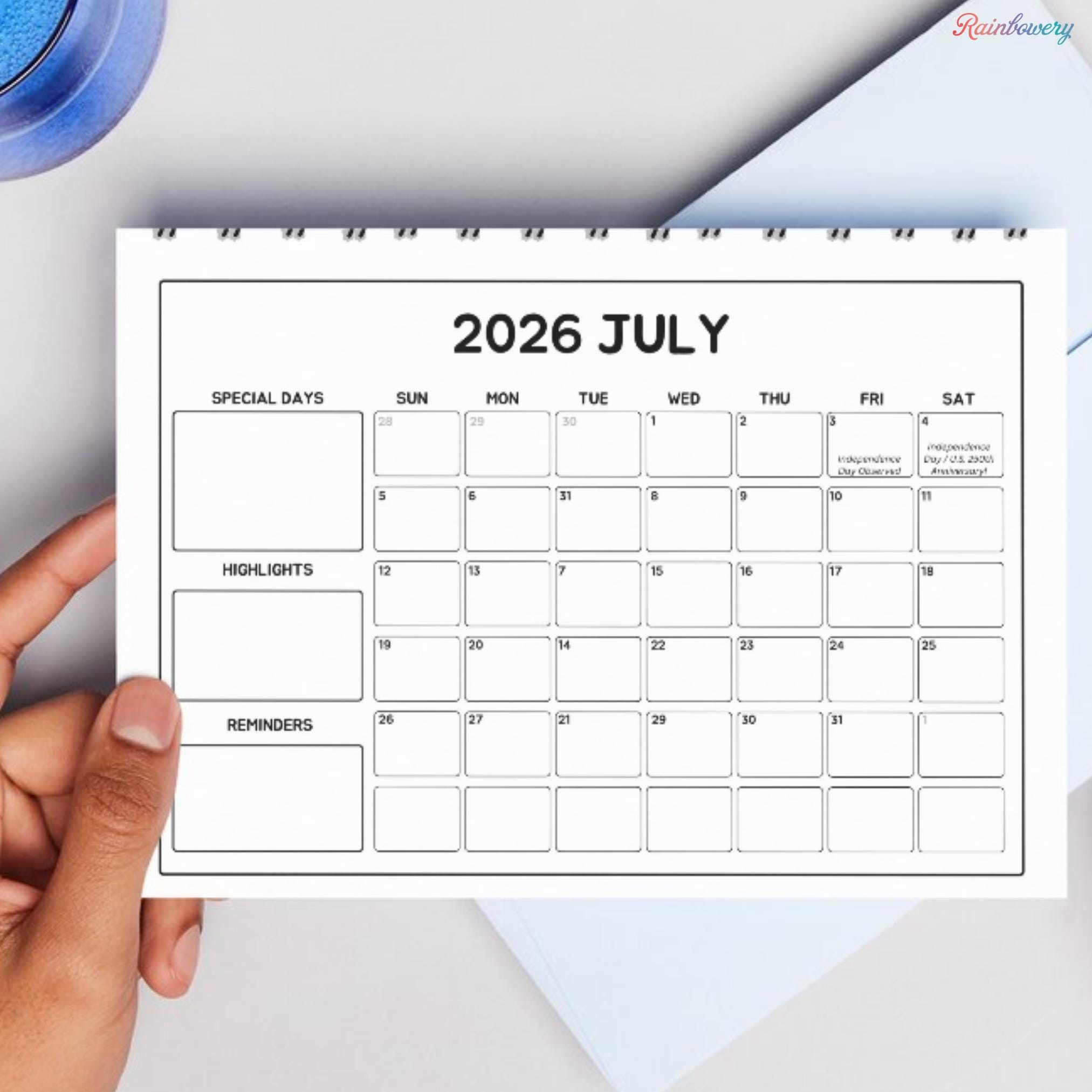 Editable 2026 CALENDAR Template, Minimalist Design, Blank Desk Calendar ...