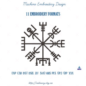 Vegvísir Stickmaschine, Kompass der Wikinger, magischer nordischer Kompass der Wikinger, Symbol Stickerei