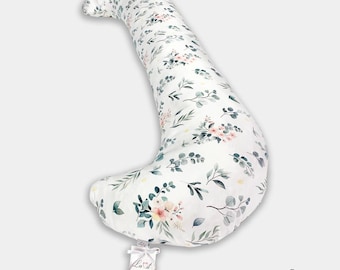 Oreiller de grossesse avec taie d'oreiller amovible et réglage de la dureté, motif eucalyptus