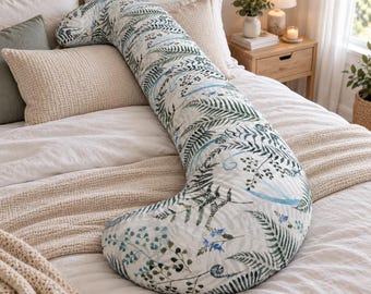 Pregnancy Pillow, Nursing Support, Cotton Minky Botanical Print