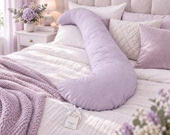 Pregnancy pillow extra long size with a removable pillowcase, lilac