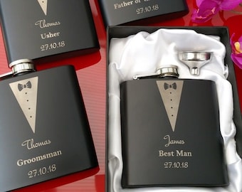 Personalised Free Engraved Hip Flask with Gift Box Best Man Usher Groom Birthday