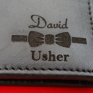 Personalised Engraved Leather Wallet Wedding Gift Favor Best Man Usher Groom Groomsman Present image 5