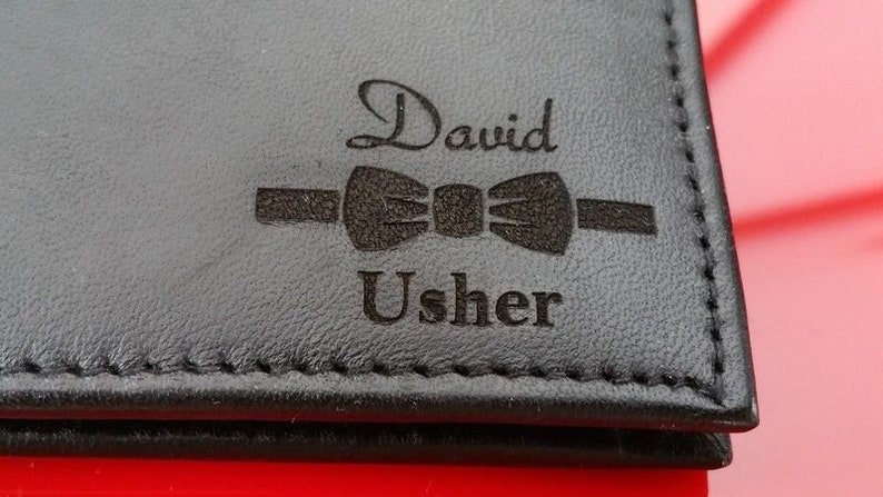 Personalised Engraved Leather Wallet Wedding Gift Favor Best Man Usher Groom Groomsman Present image 5