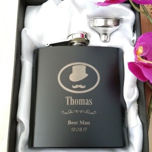 Personalised Engraved 6oz Hip Flask . Best Man Wedding Favours Favour Usher Gift Groom Groomsman Gifts Presents Day Drinking Drink Alcohol