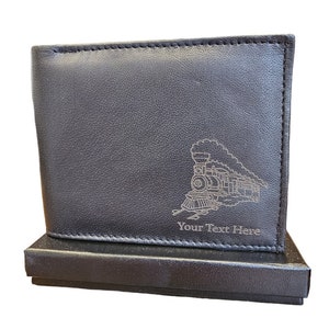 Portefeuille en cuir personnalisé Train à vapeur.