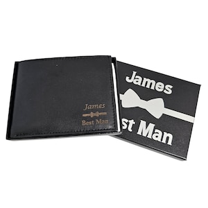 Personalisierte gravierte Leder Brieftasche Hochzeitsgeschenk Favor Trauzeuge Trauzeuge Bräutigam Trauzeugen Geschenk