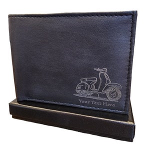 Personalisierte Roller Leder Geldbörse. Graviert mit Ihrem eigenen Text. Geschenkbox erhältlich.