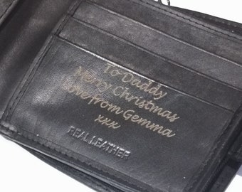 Personalised Mens Genuine Leather Wallet -Black