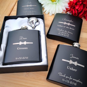 Personalised Engraved Hip Flask. Best Man Wedding Usher Gift Groom Groomsman Father of the Bride Favour Favours Favors Favor Drink Engraved