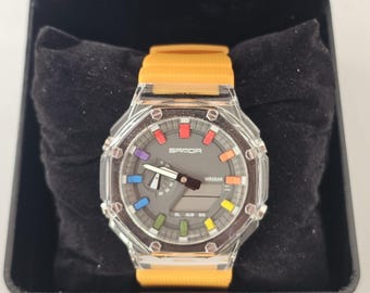 Men's multi function sports watch. (G Shock homage, new, without papers, supplied gift boxed)