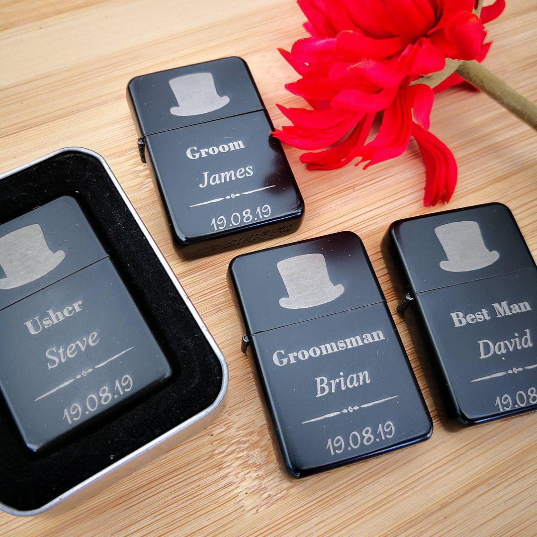 Wedding Personalised Lighters Gift Engraved Usher Best Man Groomsman