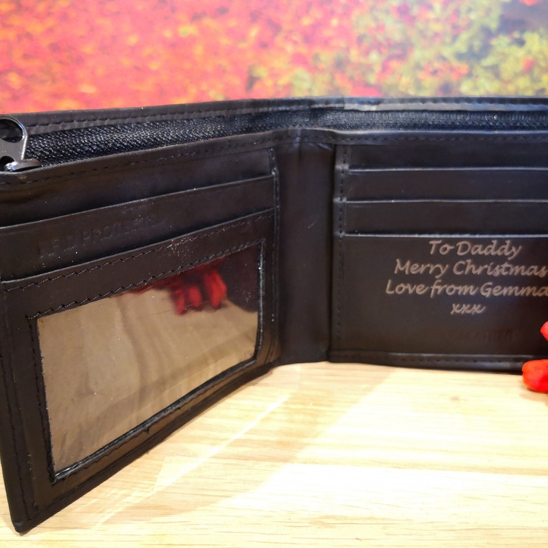 Personalised Engraved Mens Genuine Leather Wallet black Etsy UK