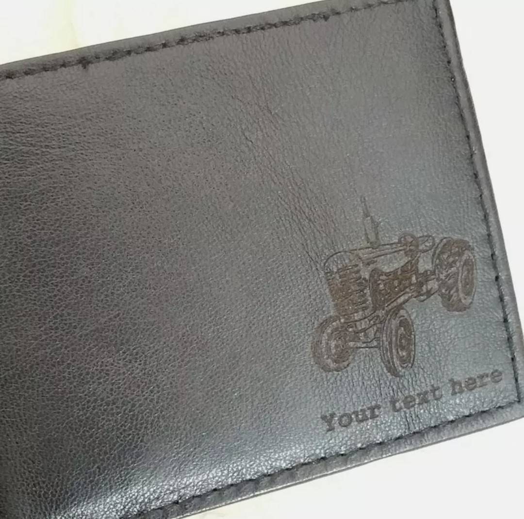 Personalised Tractor Leather Wallet. Engraved With Your Own Etsy