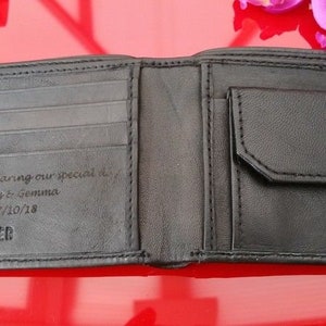 Personalised Engraved Leather Wallet Wedding Gift Favor Best Man Usher Groom Groomsman Present image 3